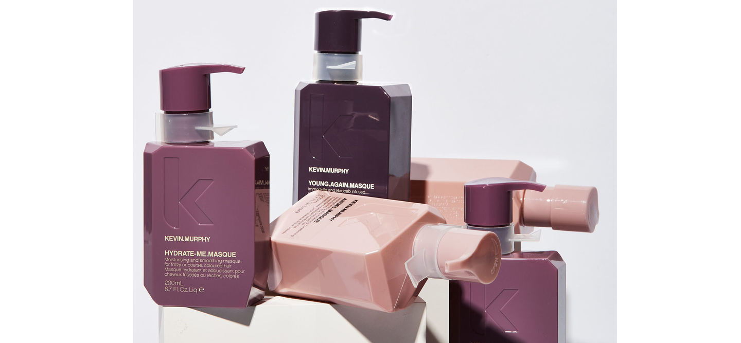 An array of professional hair care products from Kevin Murphy, set against a clean white backdrop.